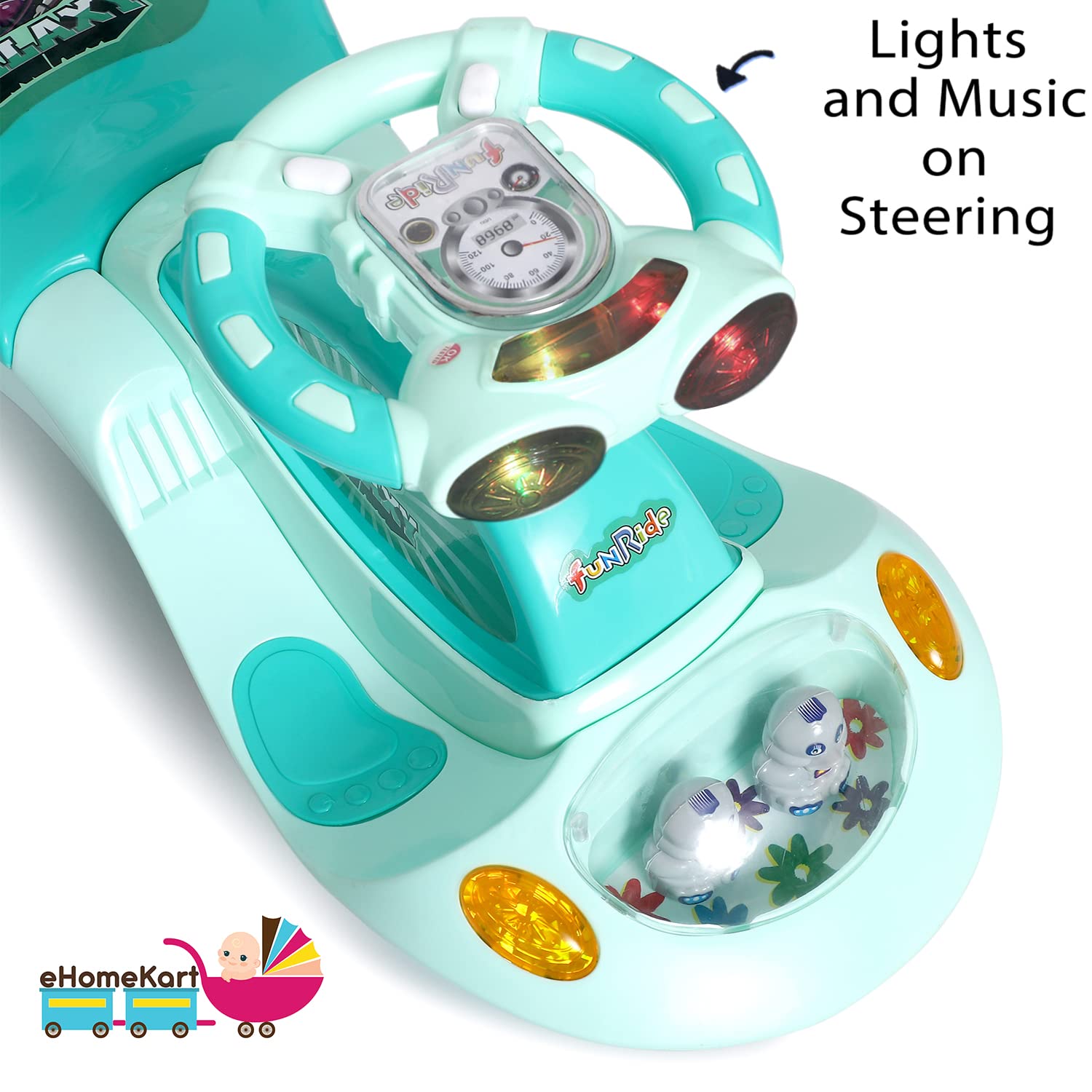 eHomeKart Galaxy Swing Car Rider - Galaxy Twist and Swing Magic Car Ride On for Kids with Steering Music and Lights for Boys and Girls for Age 3+ 4
