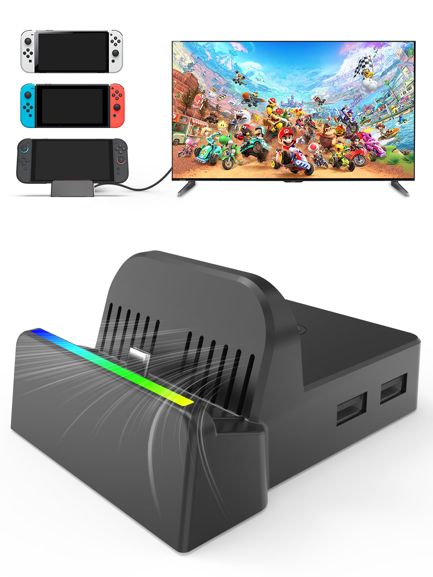 Portable TV Dock Station Compatible with Switch 2/1 /OLED All, Switch 2 Docking Station with 4K@60Hz HDMl Output, NS Dock Support Latest System [No Charger & Cable]