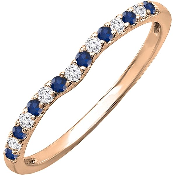 14K White Gold Engagement Ring - Round Blue Sapphire & White Diamond 3-Stone Bridal Ring, Size 5
