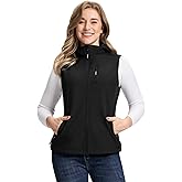 Outdoor Ventures Women's Hooded Lightweight Softshell Vest, Windproof Fleece Lined Sleeveless Jacket for Golf Running Travel