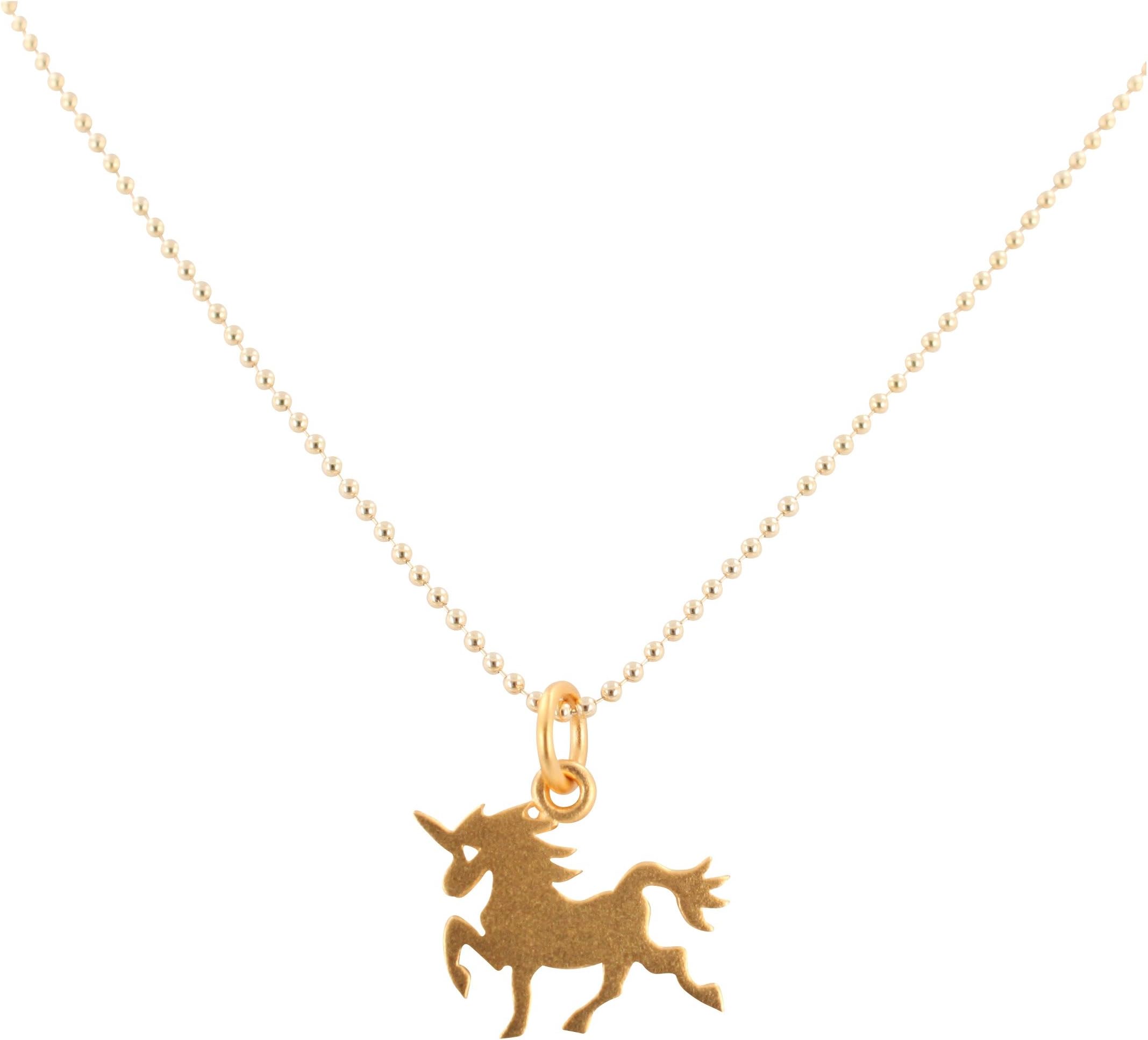Small Unicorn Necklace in 24kt Gold Plated Sterling Silver On a 16" Gold fill Bead Chain, 6400