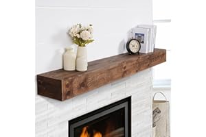 TECANA Fireplace Mantel Shelves 60inch | Solid Wood Floating Mantel Shelf - Rustic Farmhouse Wall Shelf with Invisible Brackets & Heavy Duty 100lbs Capacity