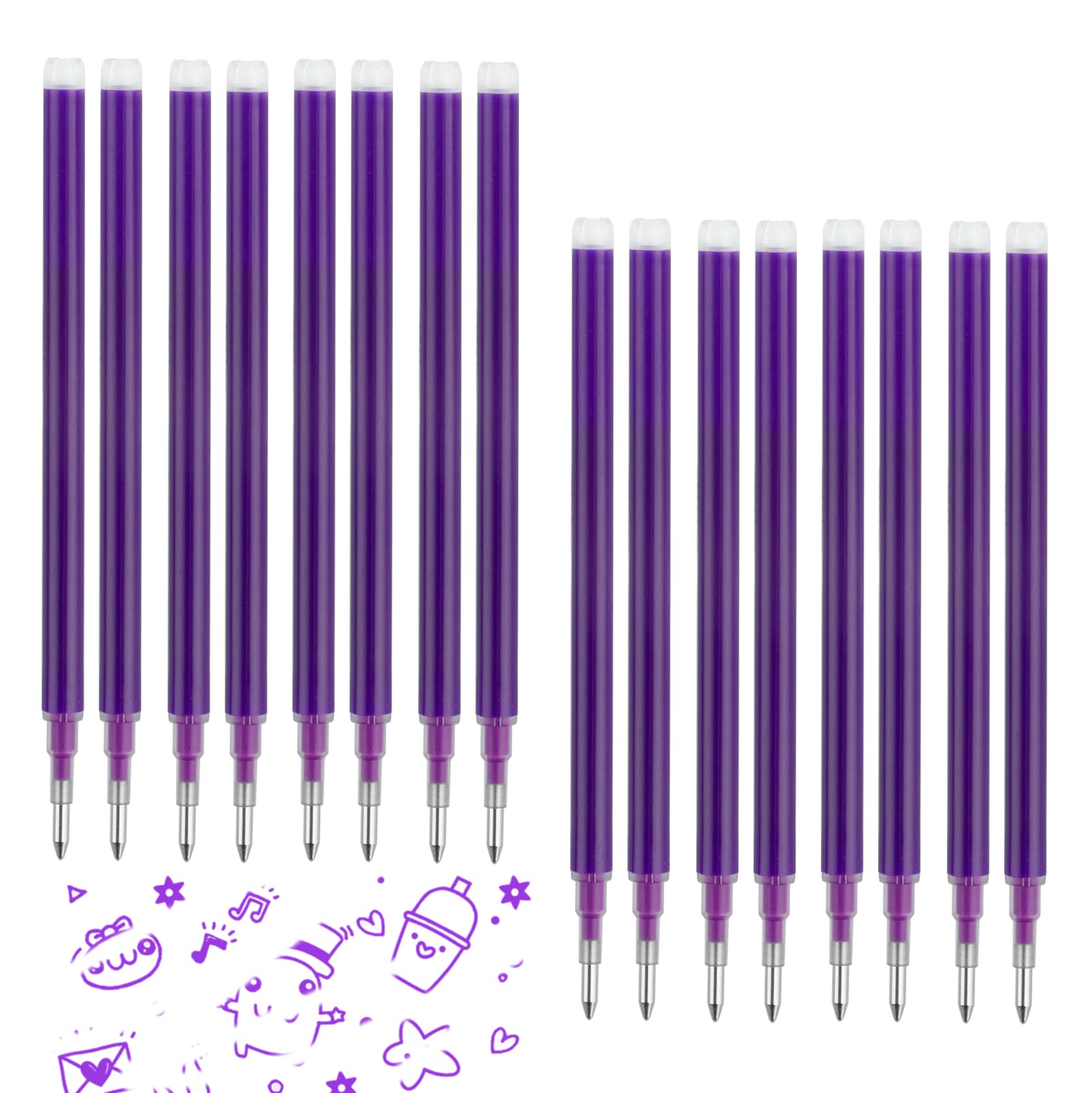 Photo 1 of 0.7 mm Erasable Gel Ink Pen Refills Compatible with Frixion Friction, Smooth Writing Multicolor Retractable Fine Point Pen Refill for School Office Home Art (Purple, 16)