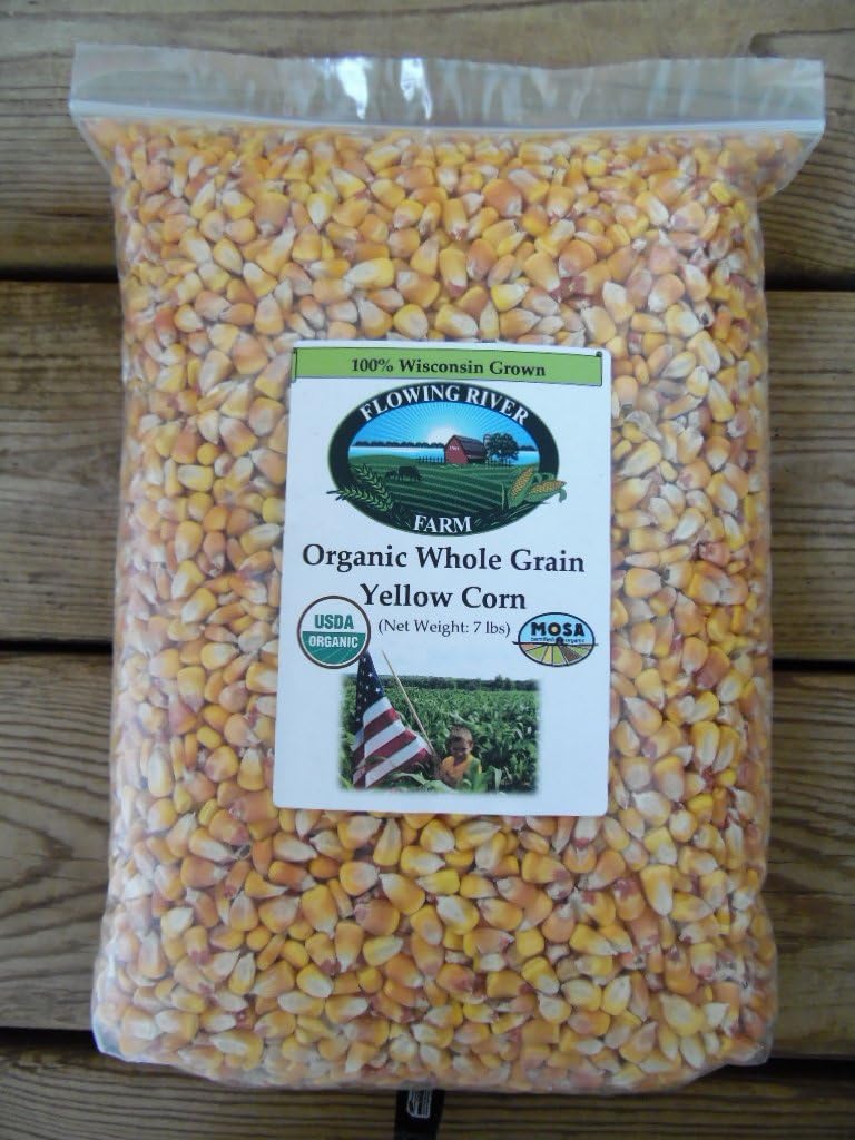 Flowing River Farm Organic Whole Grain Yellow Corn-7 lbs ~ USDA Certified Organic ~ Non-GMO