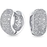 Holiday Bridal Micro Pave CZ Inside Out Wide Rectangle Criss Cross Huggie Hoop Earrings For Women Wedding Prom Formal Party Yellow 14K Gold Silver Plated Hinge Style