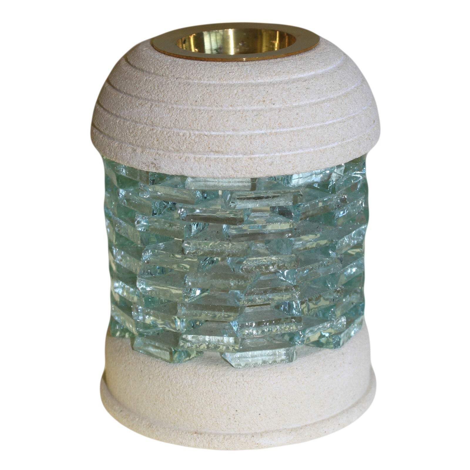Stone Oil Burner Round Glass Brick Ancient Wisdom