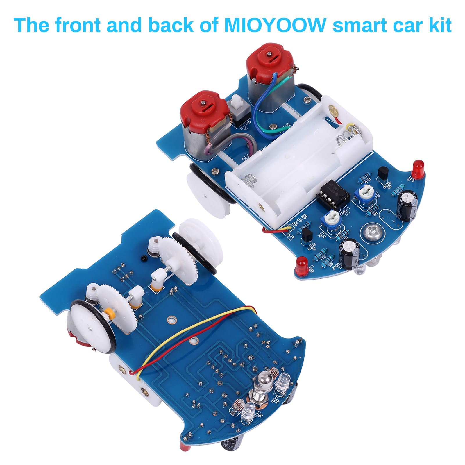 MiOYOOW Line Following Robot Car Kit, Beginners Smart Car Soldering Practice Kit STEM Educational Electronics Soldering Projects for School and Home Learning
