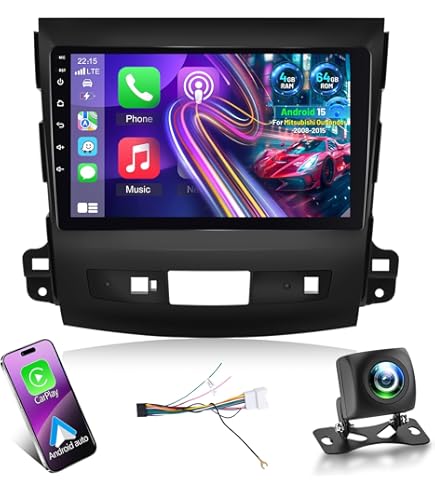 Autoradio Android Pour Mitsubishi Outlander 2 / Peugeot 4007 / Citroën C-Crosser 2008-2015 - Écran 9 Pouces, Carplay/Android Auto Sans Fil, GPS, WiFi