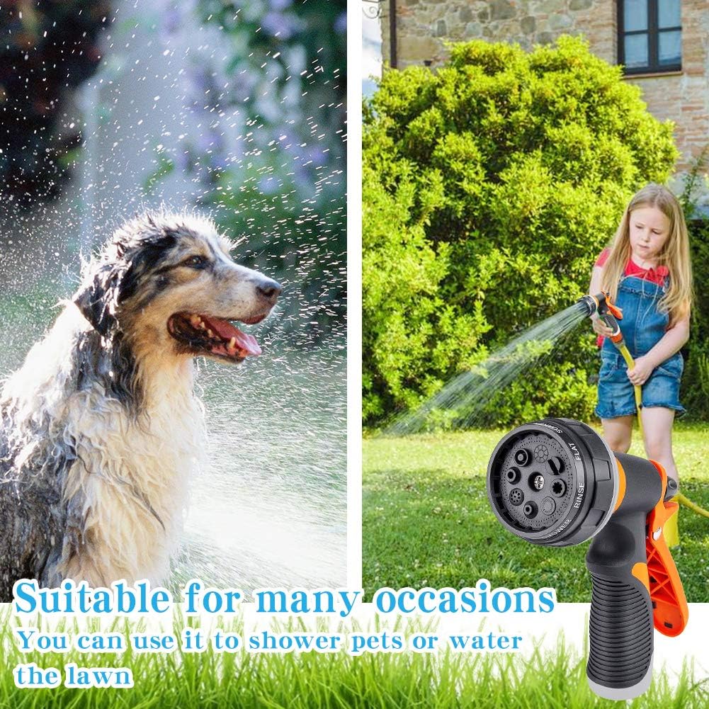 ASIJIA Water Hose Sprayer Nozzle, 8 Adjustable Patterns Garden Hose Nozzle, Slip and Shock Resistant Nozzle High Pressure Water Gun for Watering Garden,Lawns, Washing Cars, Showering Pets etc.: Home Improvement