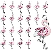 SiegYma SYBKED 20 Pcs Cute Sliver Flamingo Charms DIY Handmade Making Jewelry Small Pink Accessories Alloy Pendant Necklace Bracelet Sweater Earring Keychain Decoration for Women Gift