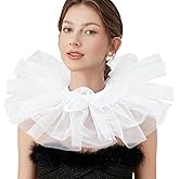 BEoneBEwin Clown Tulle Ruffle Collar, Layered Mesh Neck Ruffle, Victorian Elizabethan Renaissance Halloween Costume Accessory