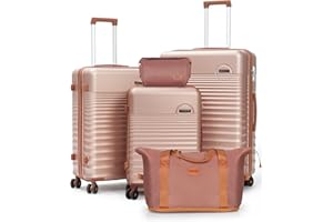 CONCEPTEN Luggage Sets 5 Piece, Suitcases with Wheels, Hardshell Suitcase Set, ABS Carry on Luggage Set with TSA Lock, Travel Luggage