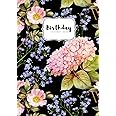 Birthday Calendar Book: A5 Important Date Notebook Medium | Large Print | Monthly Index Labels | Forget Me Not Flower Design Black