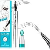 QIC Eyebrow 4 Tip Brow Pencil, Microblading Pen Waterproof Long-Lasting with Upgrade Micro-Fork Tip Applicator for Natural Brows (Black-04)
