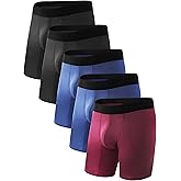 TIICHOO Incontinence Underwear for Men Washable Cotton Leak Proof Boxer Briefs with Long Legs for Bladder Leakage 5 Pack
