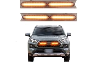 CFDSDE LED Grille Lights Fits for 2019-2024 Toyota RAV4 Accessories Exterior Front Grill Insert Light for 5th Gen Hybrid Adventure TR D Off-Road 5311142220(Amber Lights)
