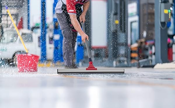 DSV STANDARD PROFESSIONAL FLOOR SQUEEGEE FOR CONCRETE FLOOR, 24″ LARGE HEAVY DUTY SQUEEGEE FOR FLOOR, SQUEEGEE BROOM FOR FLOOR WITH TELESCOPIC HANDLE 30”–57” FOR TILES, GARAGE, DECK, BATHROOM, WINDOW