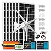 6X 100W Mono Solar Panels + 400W Wind Turbine Generator + 2X 100AH ...