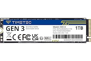 Timetec 1TB SSD NVMe PCIe Gen3x4 8Gb/s M.2 2280 3D NAND High Performance SLC Cache Read/Write Speed Up to 2,000/1,600 MB/s In