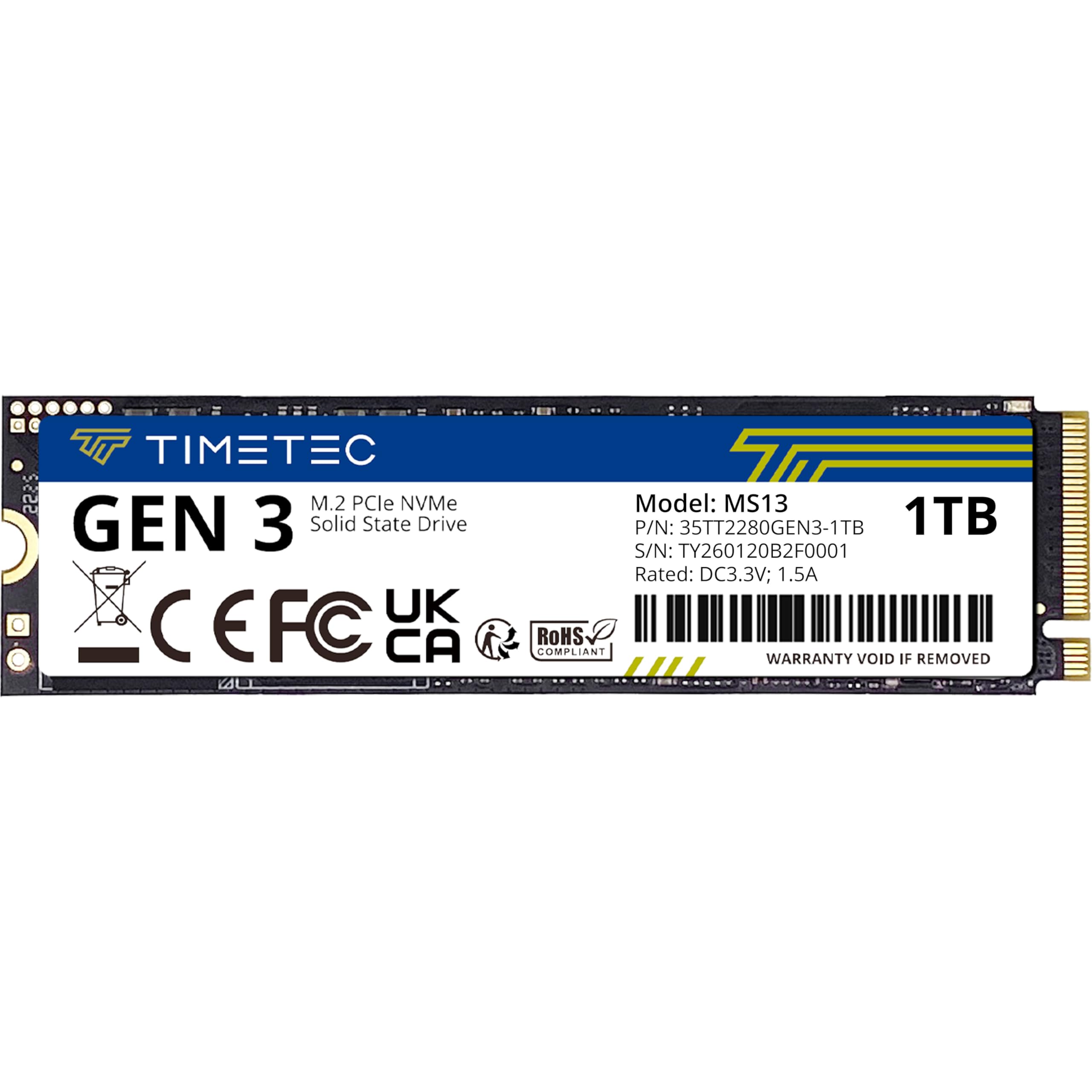 Timetec 1TB SSD NVMe PCIe Gen3x4 8Gb/s M.2 2280 3D NAND High Performance SLC Cache Read/Write Speed Up to 2,000/1,600 MB/s Internal Solid State Drive for PC Laptop and Desktop