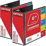 3 Ring Binder, 2 Pack of 6 Inch Capacity D Ring Binders, 8.5" x 11" Presentation Folder View Binder with Pockets, Durable Non