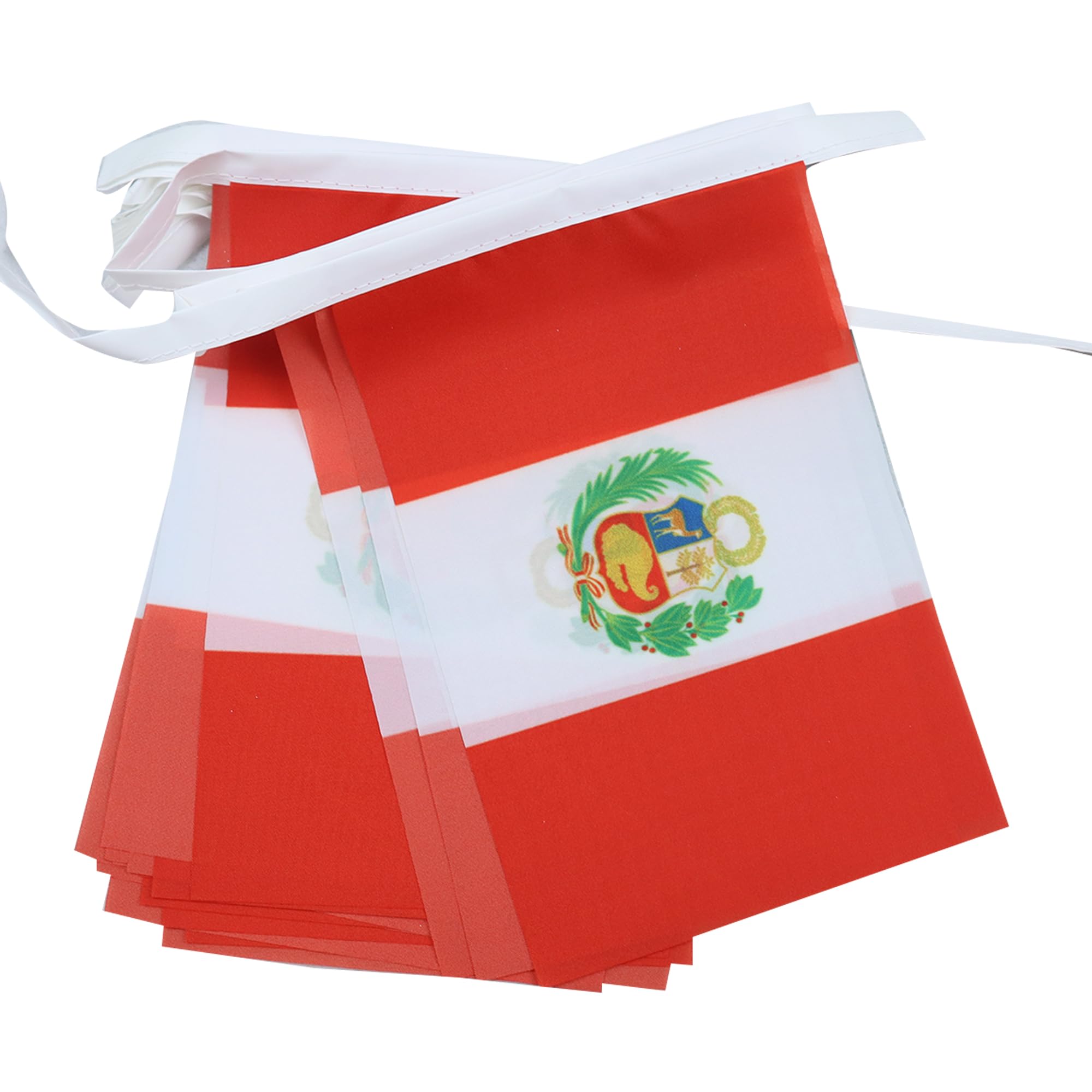 AZ FLAG Peru Bunting Flag, 20 Ft Garland with 20 Small Peruvian Flags 8'' x 6'', 100% Polyester String Pennant, 6 meters — image 1