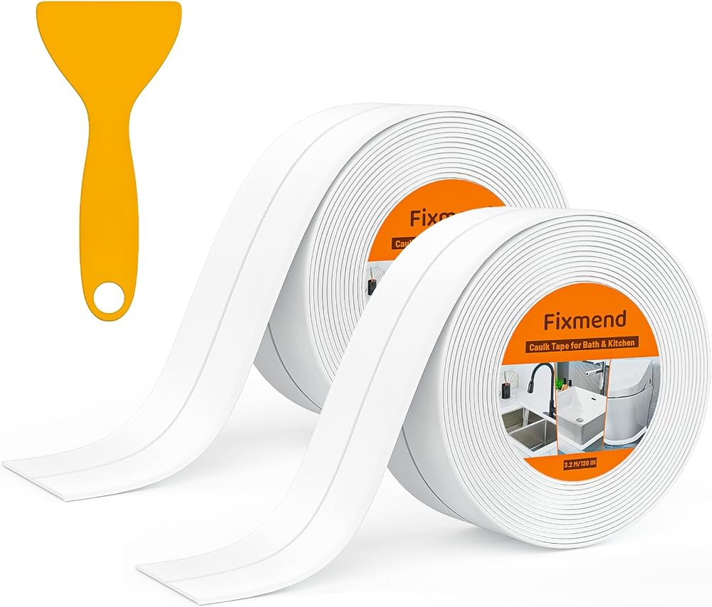 Fixmend 2 Rolls Bath Sealant Strip 126in Self-Adhesive PVC Tape White