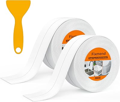 Fixmend 2 Rolls Bath Sealant Strip 126in Self-Adhesive PVC Tape White