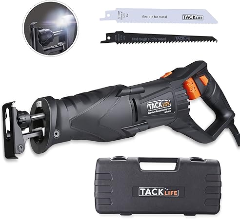 Scie Sabre 850w 0 2800 Rpm Avec Coffret Poignees Orientables Tacklife Rprs01a Scie Egoine Universelle Led 2 Lames Bois 6t Hcs Metal 14t Bim Profondeur De Coupe Bois 180 Mm Metal 10 Mm Amazon Fr Bricolage