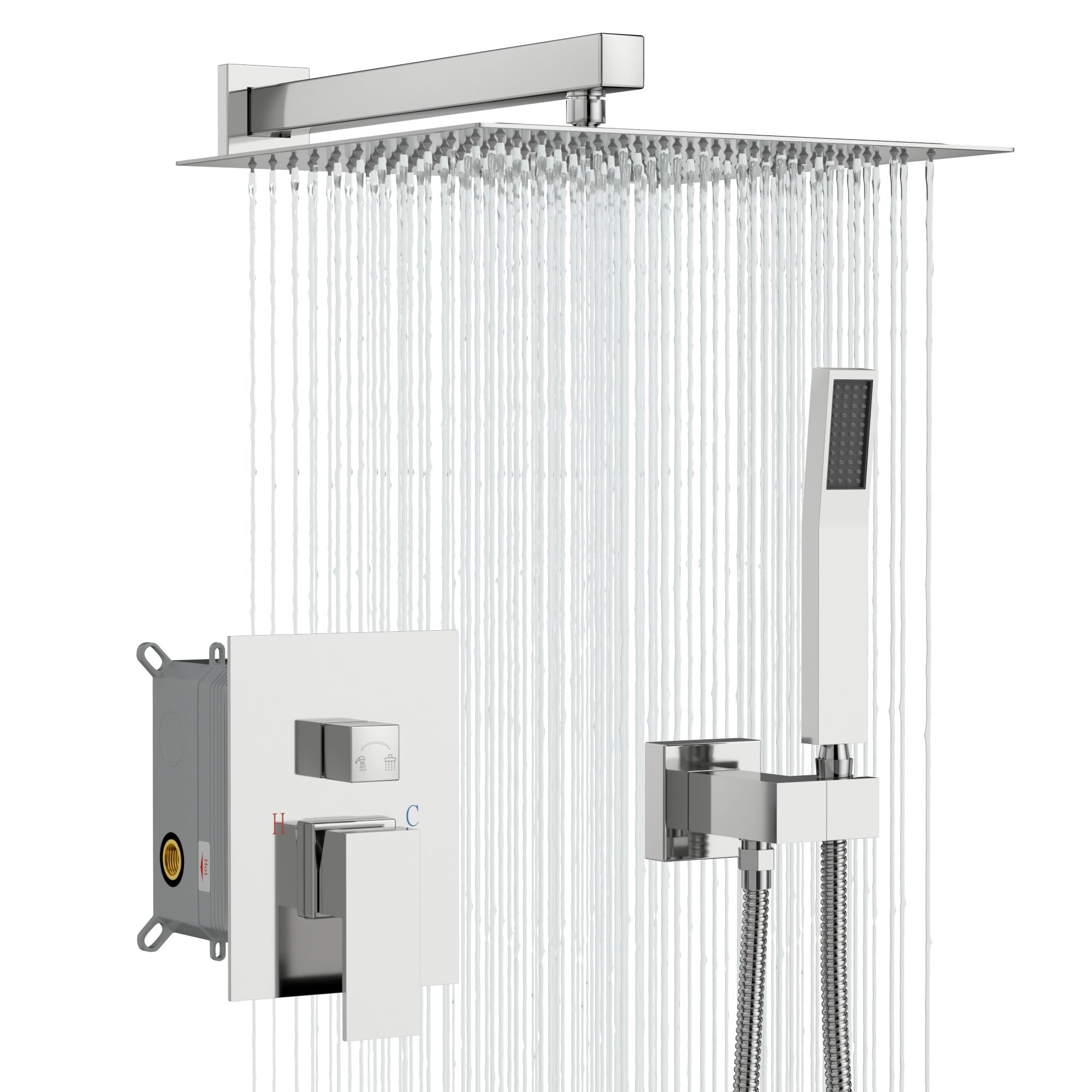 Sarlai Shower Faucet Set Bathroom Square Rainfall