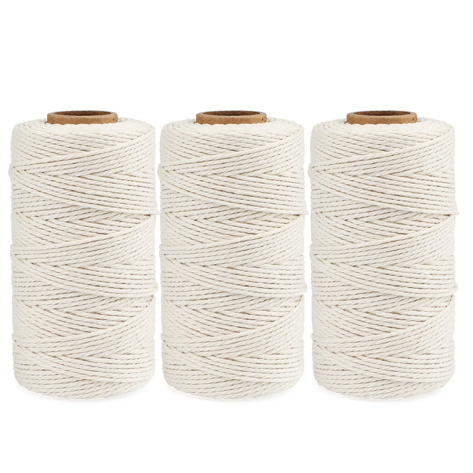 jijAcraft 300M Beige Cotton String, 2MM Butchers Cooking String for Meat, DIY Crafts Cotton Twine for Crochet, Natural Butchers Twine for Cooking, Tying Meat, Making Sausage