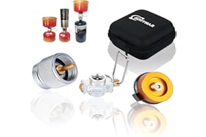 Horynar Butane Refill Adapter Isobutane Fuel Canister Isobutane Canister Butane Propane adapter with Exhaust Air Pressure Button/Great for jetboil fuel Canister/Backpacking Camping Stove Adapter