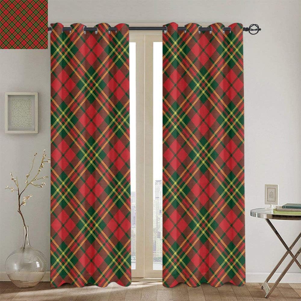 Checkered Fabric Window Curtains Christmas Decoration Irish Tartan