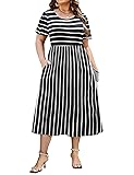 IN'VOLAND Women Summer XL-5X Plus Size Maxi Dress