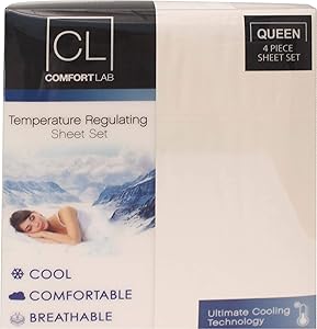 Posh Home Comfort Lab Temperature Regulating Ultimate Cooling Technology Luxurious All Year Round Cool Comfortable Breathable 4 Piece Sheet Set (Twin, Ivory)