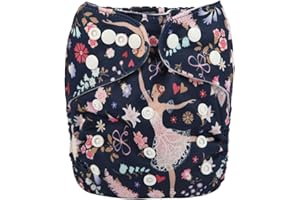 Sigzagor Baby Pocket Diaper Nappy Reusable Washable for Girls (Ballerina Dance)