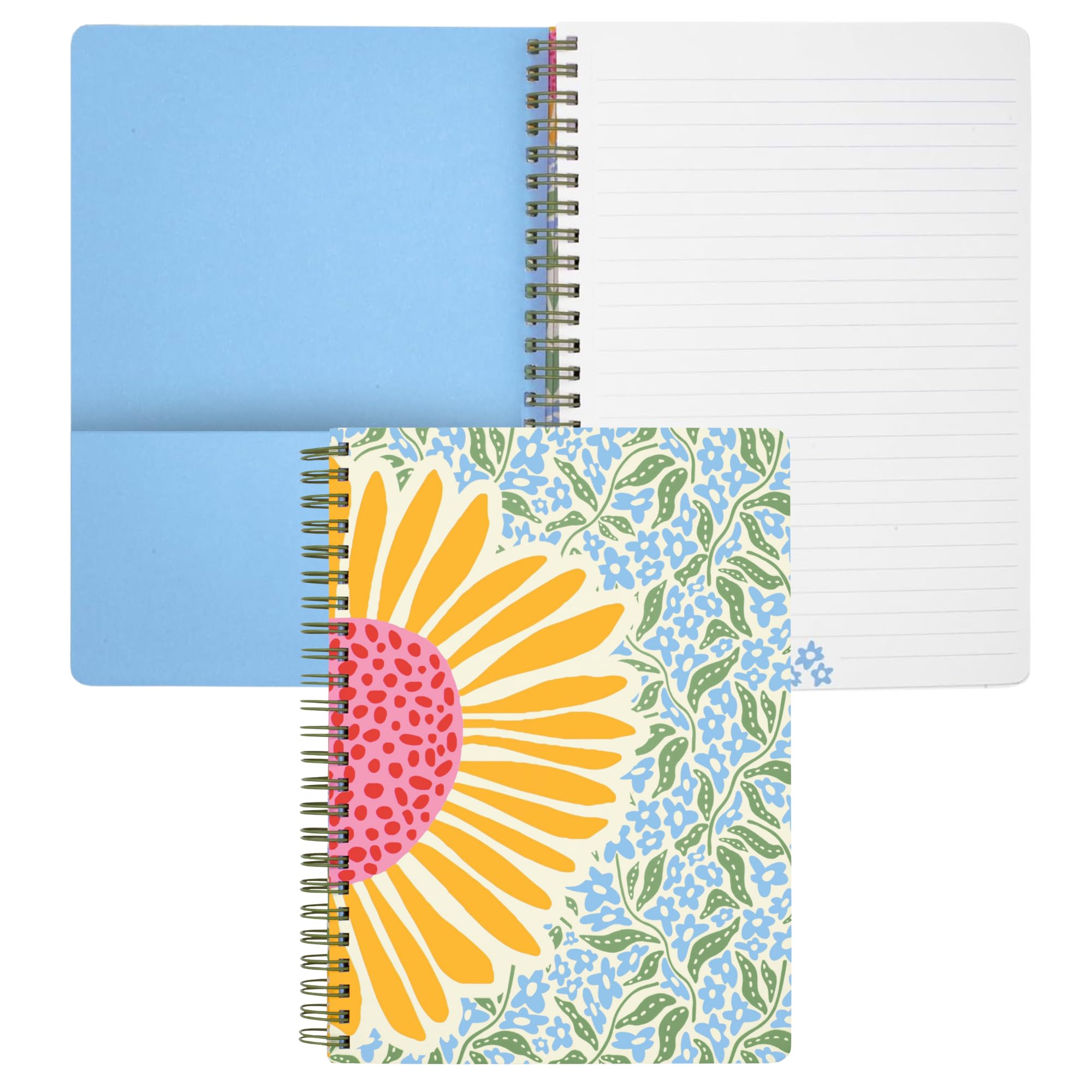 Steel Mill & Co Cute Mini Spiral Notebook, 8.25" x 6.25" Journal with Durable Hardcover and 160 Lined Pages (Sunflower) — image 1