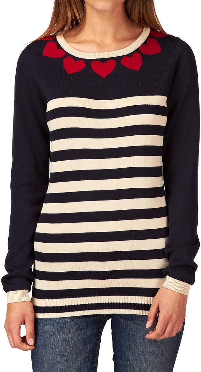 Sugarhill Boutique Heart to Heart Women's Jumper Navy Large Amazon.co.uk Clothing