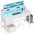 Furologee 47" Computer Desk With 4 Fabric Drawers & Monitor Stand - View #10