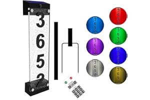 IVWVI Solar House Numbers for Outside, Acrylics Solar Address Sign with Iron Stakes, Waterproof RGBW Color Changing Remote Control, Lighted Modern Address Plaque Solar Powered for Street Yard Home