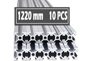 MONTEX 10pcs 48 Inch T Slot 2020 Aluminum Extrusion European Standard Anodized Linear Rail for 3D Printer DIY and CNC, 1220mm Silver