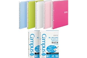 Kokuyo Campus Smart Ring Binders 5 Pack, A5 Binder Notebooks in 5 Colors, Up to 25 Sheets 20 Holes Slim Binder Folder and 200