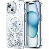 JETech Glitter Case for iPhone 15 Plus 6.7-Inch Compatible with MagSafe, Clear Cute Bling Sparkle for Women and Girls, Shiny Shockproof Magnetic Sparkly Phone Cover (Clear)