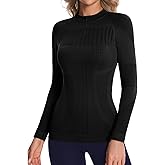 ATTRACO Long Sleeve Workout Tops for Women Zip Up Seamless Athletic Base Layer High Neck Thermal Tops
