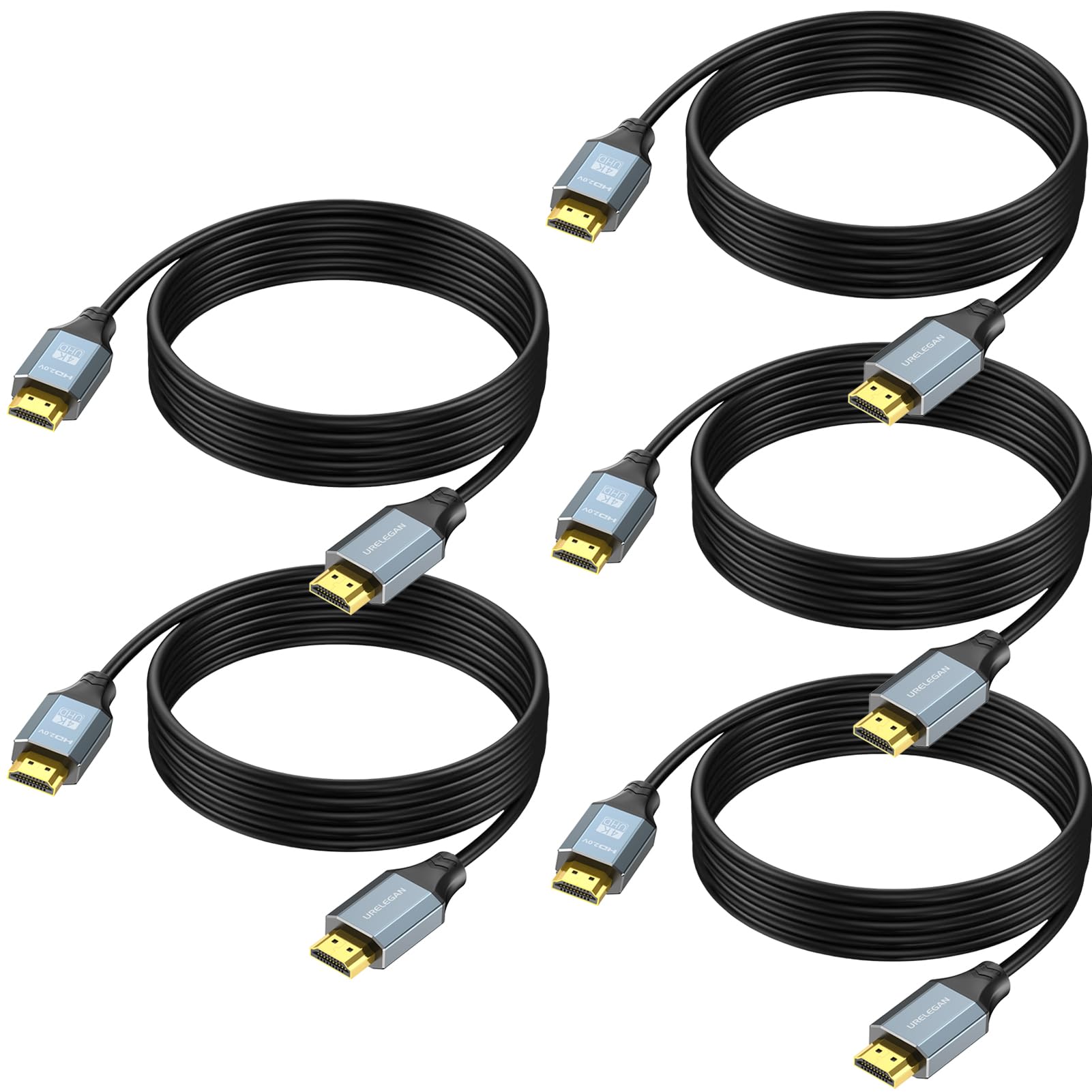 Photo 1 of 10 FT HDMI Cable 5-Pack, High Speed 4K HDMI Cord 10FT, HDMI to HDMI 2.0 Cable with 4K@60Hz, 2K@165/144/120Hz,1080P, 3D, HDR, HDCP 2.2, ARC & CL3 Rated | for Laptop, Monitor, TV, Game, Soundbar & More