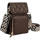 myfriday Small Leather Crossbody Bag for Women with Guitar Strap Mini Crossover Bags & Shoulder Purses with 2 Card Slots