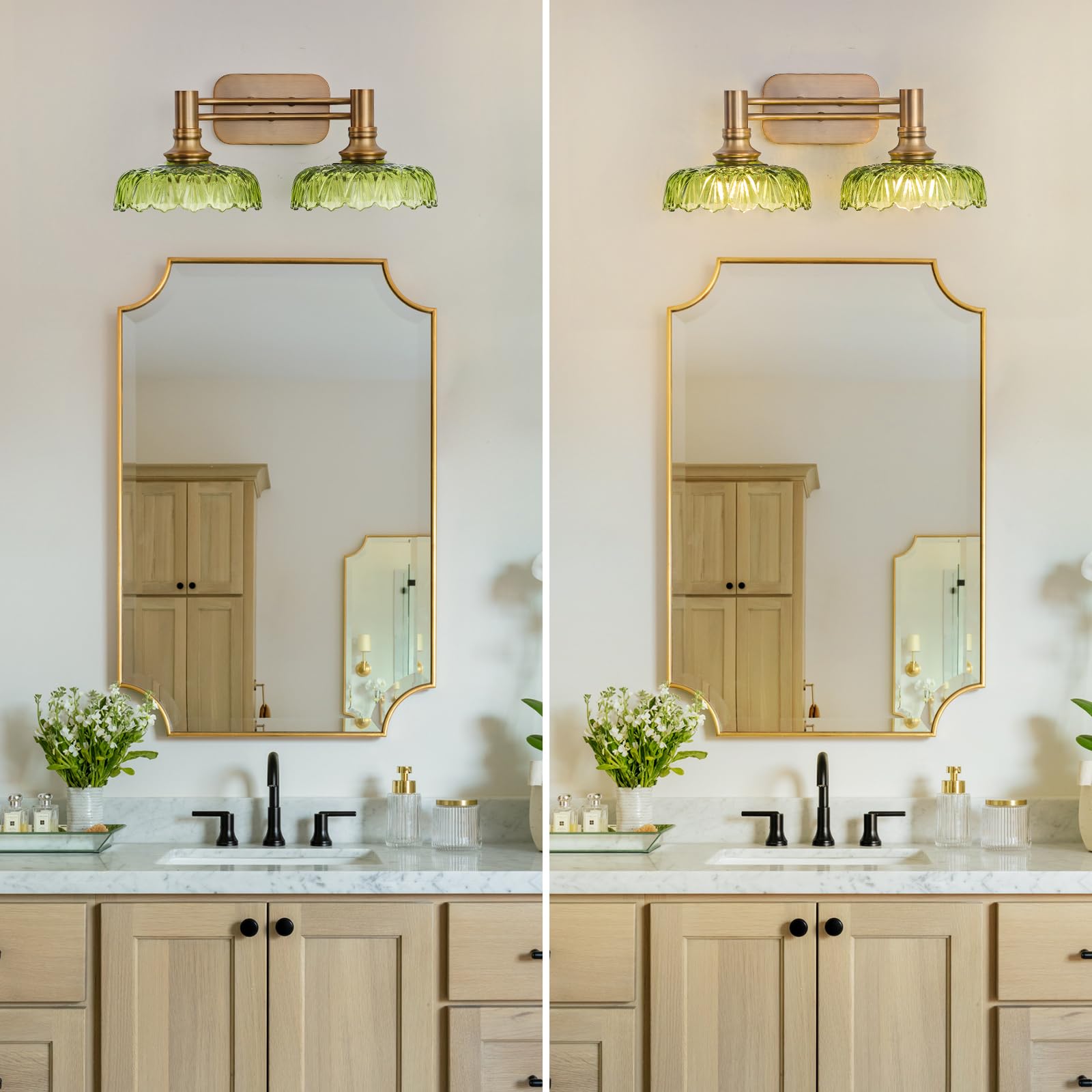Condition photo showing New/Like New for zilanl vintage green vanity lights 2-light bathroom lighting wall sconces over mirror picture wall l