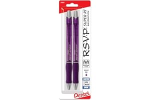 Pentel RSVP Super RT Ballpoint Pen, (1.0mm) Medium Line, Violet Ink, Pack of 2 (BX480BP2V)