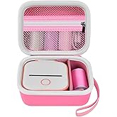 Label Maker Case for Memoking T02/ for Phomemo M02/ M02S/ M02 Pro/ Q30S/ for Nelko PM230/ for Anycash/for Ponek Mini Pocket Printer, Portable Sticker Paper Storage Holder - Box Only (Pink)