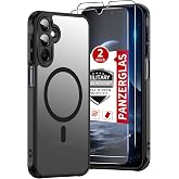 Pilaru Magnetic for Samsung Galaxy A15 5G Phone Case with Screen Protector (Built-in Magnets) (Military Grade Drop Protection) Slim Translucent Matte Shockproof Anti-Fingerprint funda para A15 Black